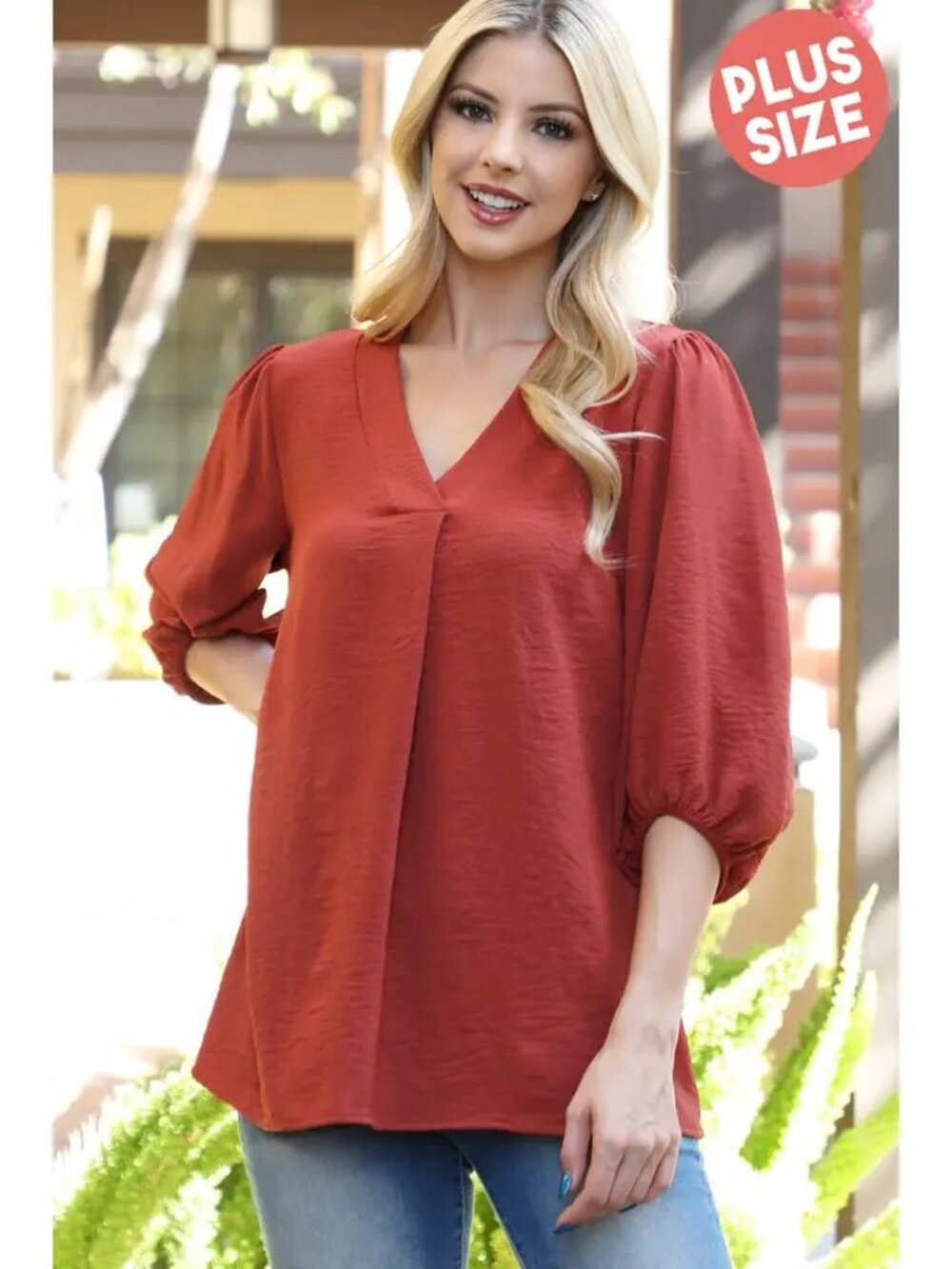V-Neck Band Elastic Tunnel Sleeve Woven